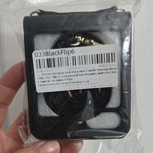 Black Leather Crossbody Case for Samsung Galaxy Z Flip